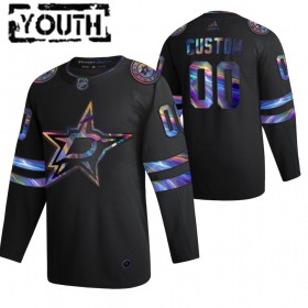 Dallas Stars Custom 2021-22 Iriserend holografisch Zwart Authentic Shirt - Kinderen